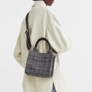 H&M black and white plaid purse